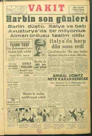    i | Ankara cad. i eee VARIR Yurdu ” Posta Kutusu: İst, 46 MAYIS 1945 Telg. VAKIT İstanbu MBE 124370 (idare) (YAL: 28*SAYI:
