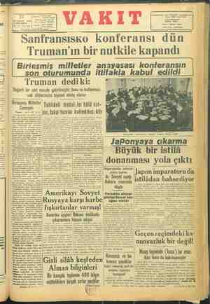  stem 1 1945 teminat ye dört oplana - tanbul İzmir a ge a ya linde rinde larını ek- rütit ass! 27 şey 1945 Telg. VAKIT re İ ;