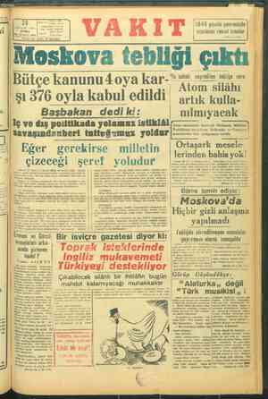  |, — 28 İdare evi | © . “ Posta Kutusu: İs ARALIK 1945 Telg. VAKIT İstanbul a CUMA > (İdare) 204SAYI: 10033 $ “9 ben mile S
