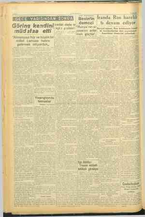    i | DME e baz Lİ geze Göring ke ndini irandaki olaylar ve' müdafaa etti —YAKIT- Bevin'in demeci “ ; . ağı ni Rusya'nın si-