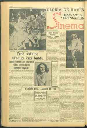    Lucielle Bremer Fred Astaire'le beraber yeni filminde -—vVABIr-— (Foto M.G.M» Fred Astaire aradığı kızı buldu Lucille...