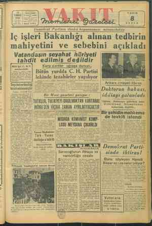    LN Ankara Caddesi TEMMUZ VAKIT yurdu 1946 GUMA Yı: 9 ÇAYI: 10230 Telg, ist. VAKİT Posta KUtu: “ Söyıği 10 Kiş. / YARIN i