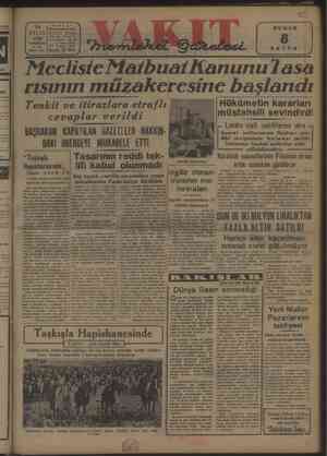  1 1946 LMA ıcu tan Ankara Ga a | EvLOİ VAKIT Rİ) k 19 Pelg. is VAKIT Posta Kutusu : “Ist, 46 CUMARTESİ ki Idare: 24310 | hi