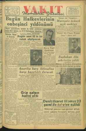    Istanbul Ankara ŞUBAT VAKTI Yurdu Sadet, İst, e 1947 YU: 30 : ane SAYI: 10551 | Tet yan ğ “SAY K Barin Halkevlerinin...
