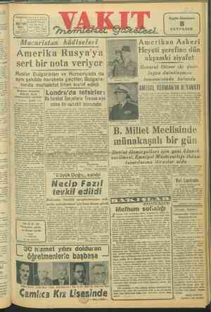 Vakit Gazetesi 7 Haziran 1947 kapağı
