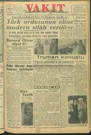 Vakit Gazetesi 8 Haziran 1947 kapağı