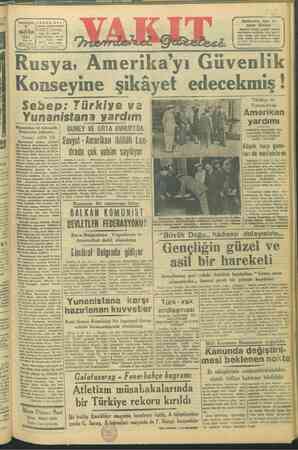 Vakit Gazetesi 9 Haziran 1947 kapağı