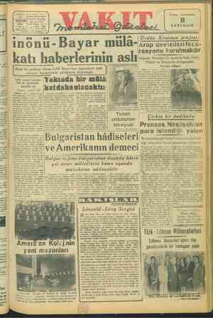  an 1941 Bğmun e. Istanbul 13 HAZİRAN e 1 Yarda inonü- Bayar mülâ-ir dare Yazı sv: ra Caddes nal katı haberlerinin aslı lir ve