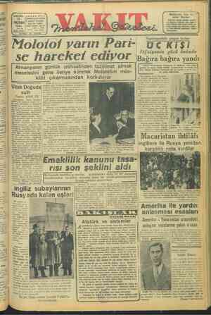 Vakit Gazetesi 25 Haziran 1947 kapağı