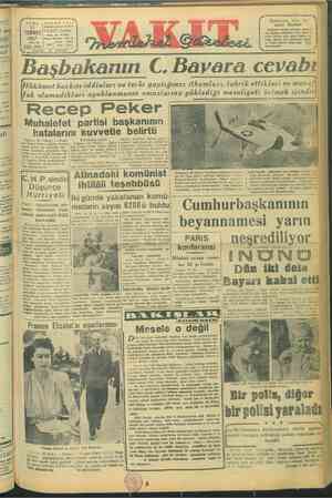 Vakit Gazetesi 11 Temmuz 1947 kapağı