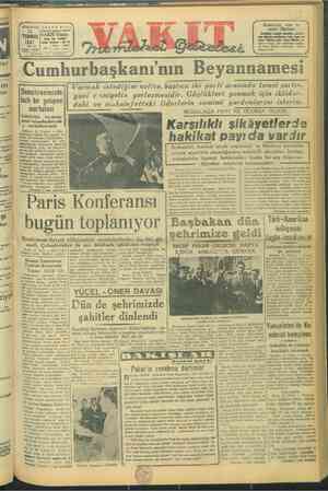 Vakit Gazetesi 12 Temmuz 1947 kapağı