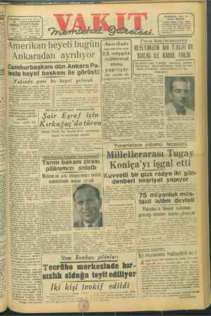 Vakit Gazetesi 14 Temmuz 1947 kapağı