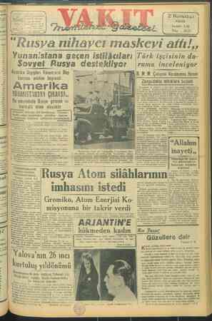 Vakit Gazetesi 20 Temmuz 1947 kapağı