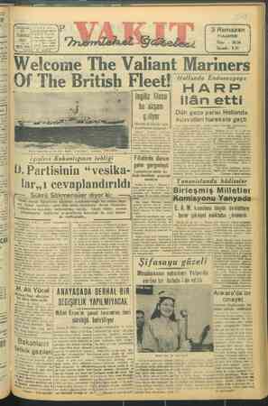 Vakit Gazetesi 21 Temmuz 1947 kapağı