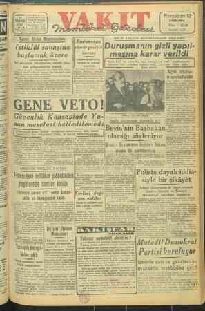 Vakit Gazetesi 30 Temmuz 1947 kapağı