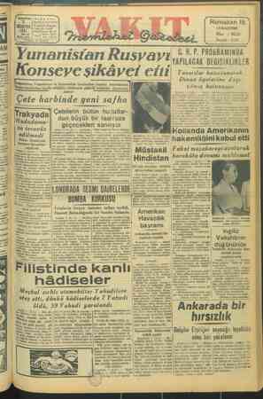 Vakit Gazetesi 2 Ağustos 1947 kapağı