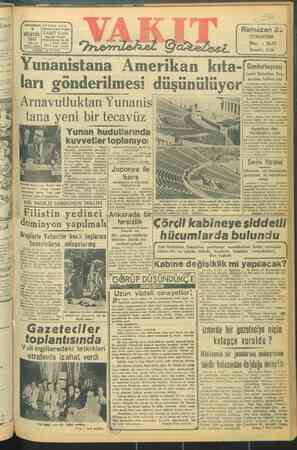 Vakit Gazetesi 9 Ağustos 1947 kapağı