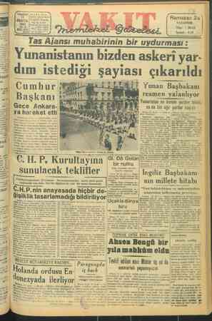 Vakit Gazetesi 11 Ağustos 1947 kapağı