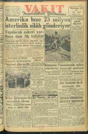 Vakit Gazetesi 12 Ağustos 1947 kapağı