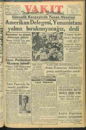 Vakit Gazetesi 13 Ağustos 1947 kapağı