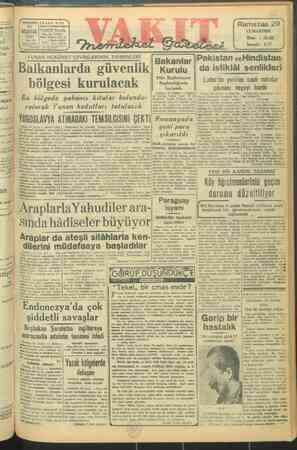 Vakit Gazetesi 16 Ağustos 1947 kapağı
