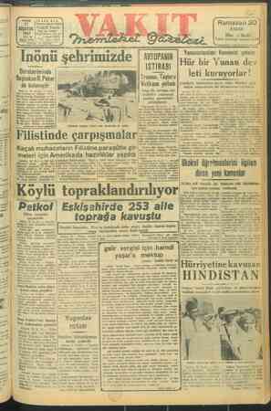 Vakit Gazetesi 17 Ağustos 1947 kapağı
