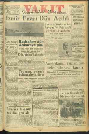 Vakit Gazetesi 21 Ağustos 1947 kapağı