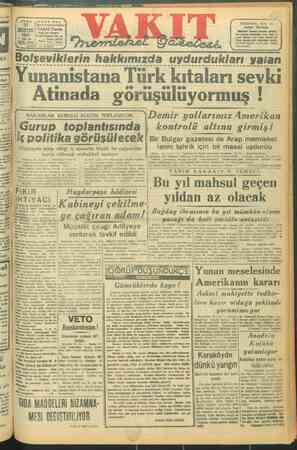 Vakit Gazetesi 22 Ağustos 1947 kapağı