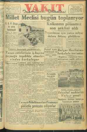 Vakit Gazetesi 25 Ağustos 1947 kapağı