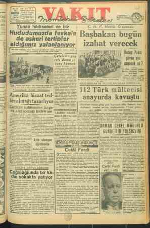 Vakit Gazetesi 26 Ağustos 1947 kapağı