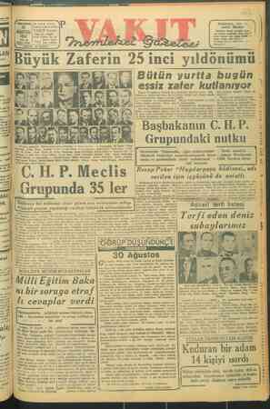 Vakit Gazetesi 30 Ağustos 1947 kapağı