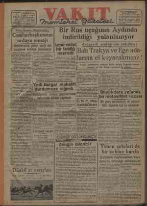 Vakit Gazetesi 1 Eylül 1947 kapağı