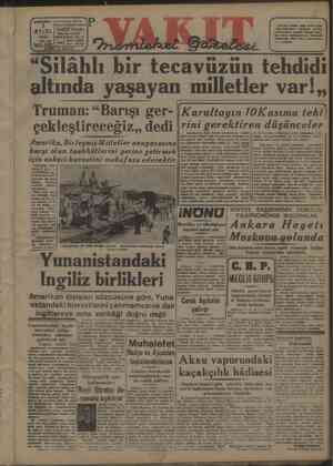 Vakit Gazetesi 3 Eylül 1947 kapağı