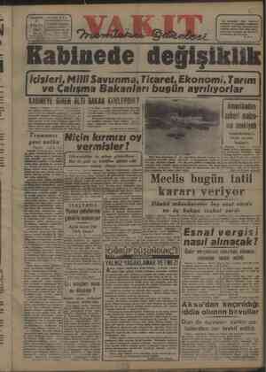 Vakit Gazetesi 4 Eylül 1947 kapağı