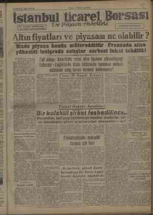    2092 14 EYLUL 1947 PAZAR istanbul ticarel Borsası Bu sayfalar mütehassıs! tarafından çe Altın fiyatları ve m ne olabilir ?