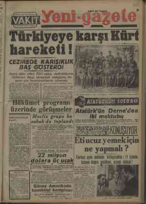    ( YIL: 30—1 4 SAYI: 1077432 i D Ekim 1947 Perşembe Türkiyeye karşı Kürt hareketi ! CEZIREDE KARIŞIKLIK BAŞ GÖSTERDİ m RE 0