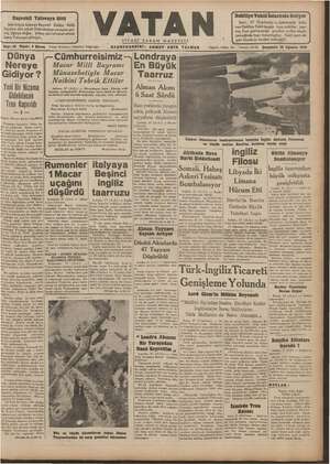 Vatan Gazetesi 28 Ağustos 1940 kapağı