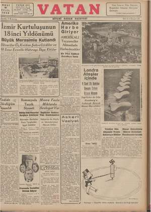 Vatan Gazetesi 10 Eylül 1940 kapağı
