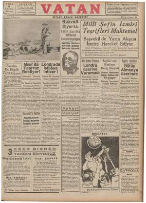 Vatan Gazetesi 13 Eylül 1940 kapağı