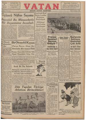Vatan Gazetesi 15 Eylül 1940 kapağı