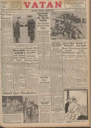 Vatan Gazetesi 16 Eylül 1940 kapağı