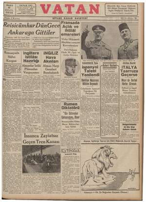 Vatan Gazetesi 17 Eylül 1940 kapağı