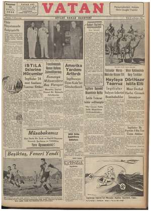 Vatan Gazetesi 23 Eylül 1940 kapağı