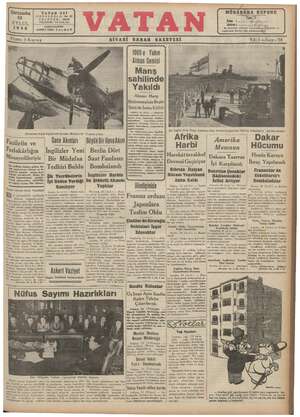 Vatan Gazetesi 25 Eylül 1940 kapağı