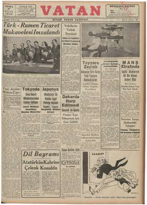 Vatan Gazetesi 27 Eylül 1940 kapağı