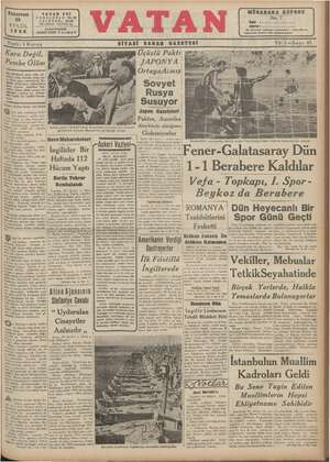 Vatan Gazetesi 30 Eylül 1940 kapağı