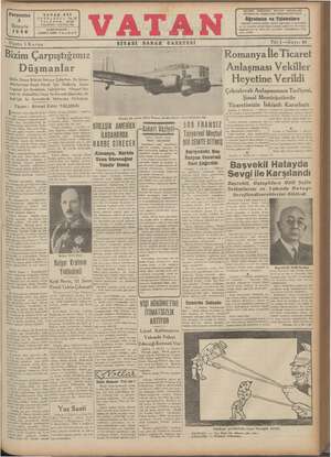 Vatan Gazetesi 3 Ekim 1940 kapağı