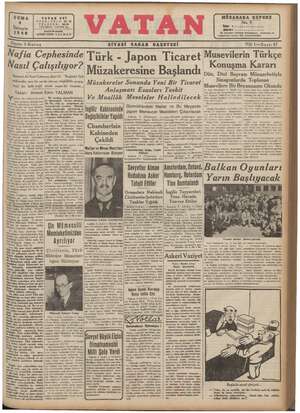 Vatan Gazetesi 4 Ekim 1940 kapağı