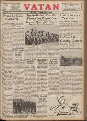 Vatan Gazetesi 6 Ekim 1940 kapağı