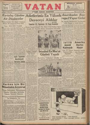 Vatan Gazetesi 7 Ekim 1940 kapağı